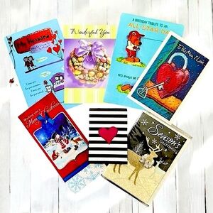 NWT 7 New Greeting Cards and Envelopes Set Christmas Valentine’s Day Easter Plus